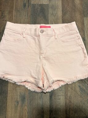 Lilly Pulitzer South Ocean Pink High Rise Frayed Hem Denim Shorts size 6